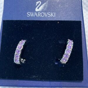 Swarovski Purple Crystal Huggie clip Earrings
